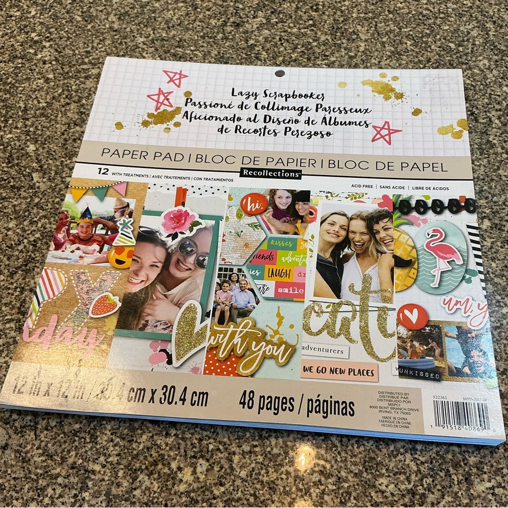 📷 Recollections Paper Pad 12x12 paper Pas I Bloc Scrapbook 47 Sheets